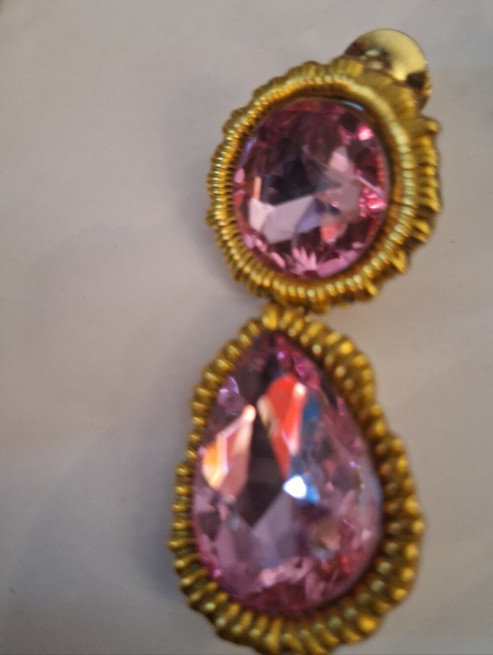 Serendipty Gold-Tone Pink Drop Earrings - Picture 4 of 5